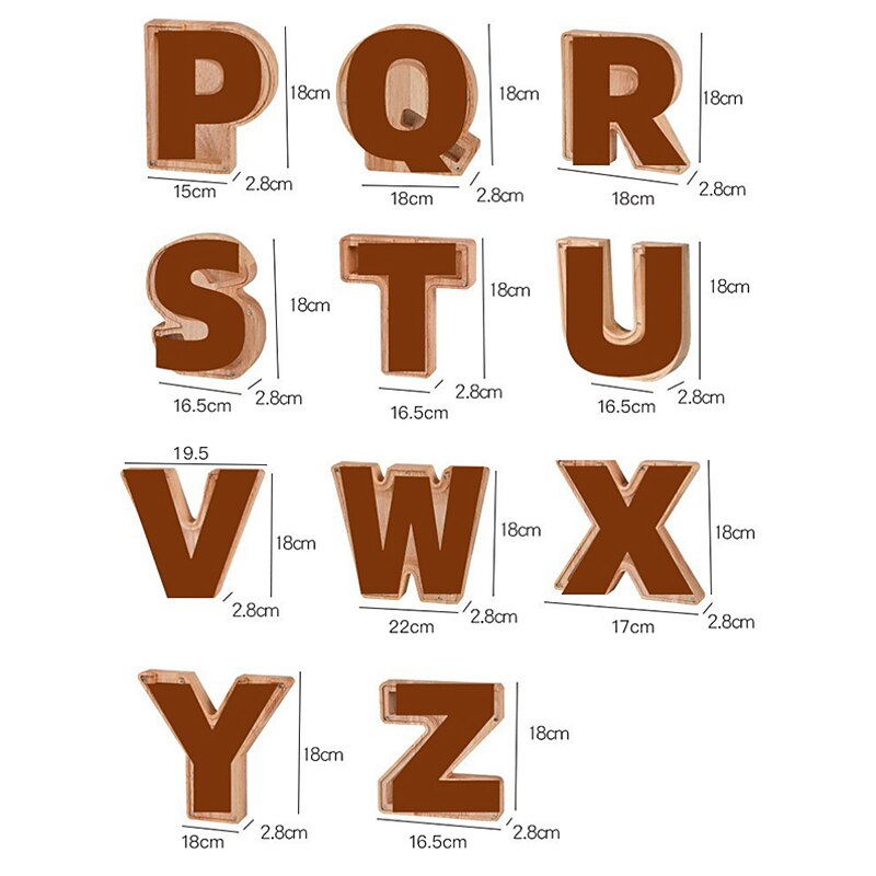 DIY Wooden Piggy Bank for Boys and Girls Letters Coin Bank Wooden Money Box,Money Box Wooden Piggy Bank Gift for Kids Birthday, Christmas Gift 9