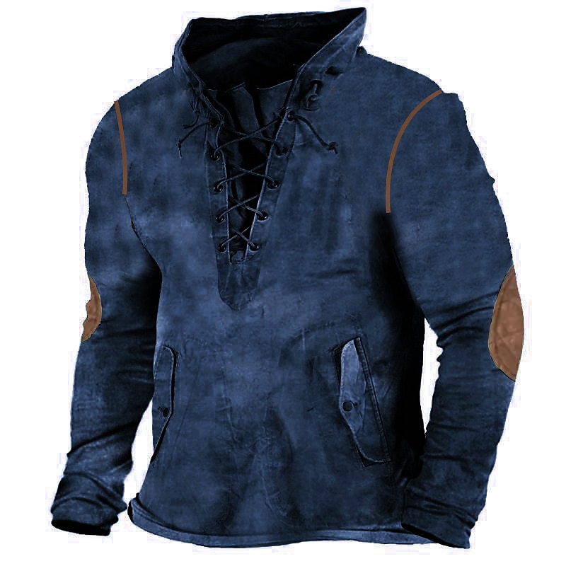 Men's Sweatshirt Pullover Tactical Black Army Green Navy Blue Khaki Standing Collar Color Block Lace up Sports & Outdoor Casual Daily 3D Print Polyester Streetwear Designer Basic Spring &  Fall3
