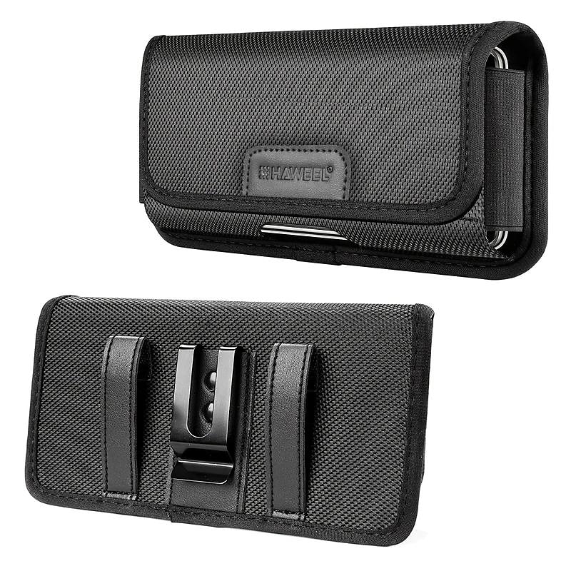 4.7-6.8 Inch Nylon Cloth Phone Belt Clip Horizontal Carrying Pouch With Card Slot