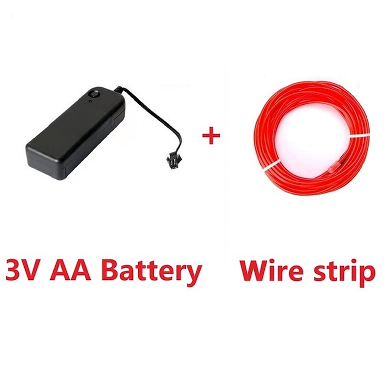 5m LED EL Wire Light Strip Battery Neon Glowing String Lights Carnival DIY Rope Tube Glow In the Dark Halloween Blacklight Christmas Car Multicolor Dance Party Decor4
