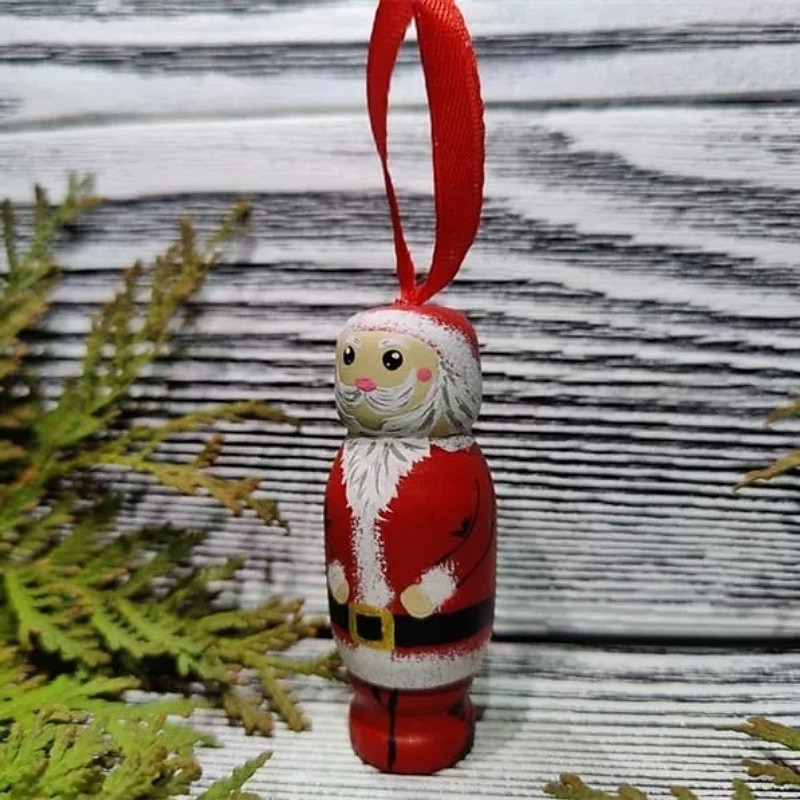 Christmas Funny Santa Claus Ornament Pendant Christmas Tree Wood Ornament Wooden Standing Holiday Xmas Ornaments, Hanging Santa Claus Decoration for Tree3