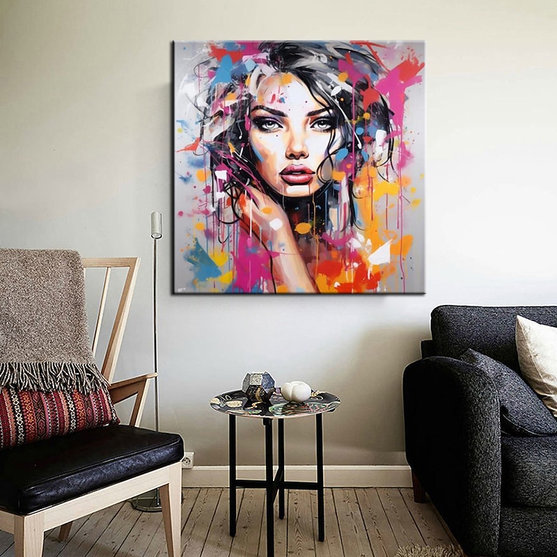 Handmade sex girl painting Hand Painted Beautiful Woman Graffiti Oil Painting Wall Art Beautiful Woman Graffiti Painting Wall Art Canvas Painting Home Decoration Decor Rolled Canvas4