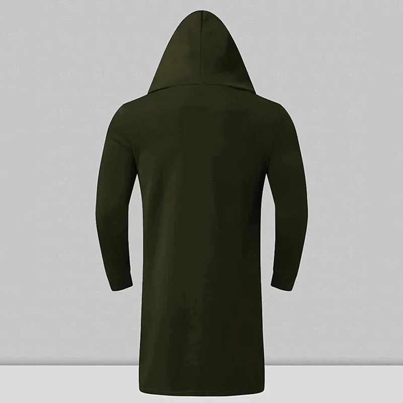 Men's Trench Coat Hooded Cloak Outdoor Daily Wear Fall & Winter Polyester Outerwear Clothing Apparel Fashion Streetwear Plain Pocket Hooded4
