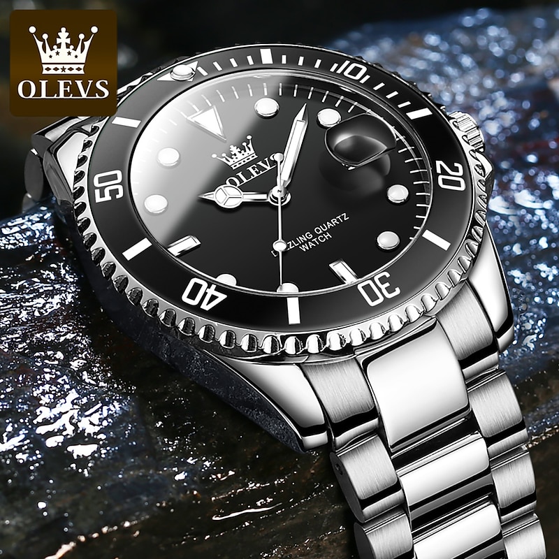 OLEVS Men Quartz Watch Minimalist Fashion Casual Wristwatch Luminous Calendar Waterproof Decoration Steel Watch4