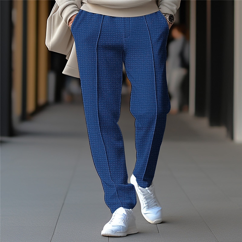 Men's Waffle Sweatpants Joggers Trousers Straight Leg Sweatpants Drawstring Elastic Waist Plain Comfort Breathable Casual Daily Holiday Sports Fashion Black White2