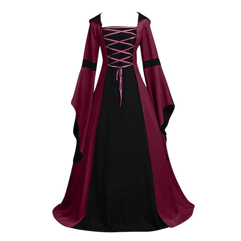 Retro Vintage Medieval Renaissance Dress Viking Elven Color Block Fancy Dress Women's Celtic Fantasy Royal Halloween Carnival Masquerade LARP Adults' Dress2