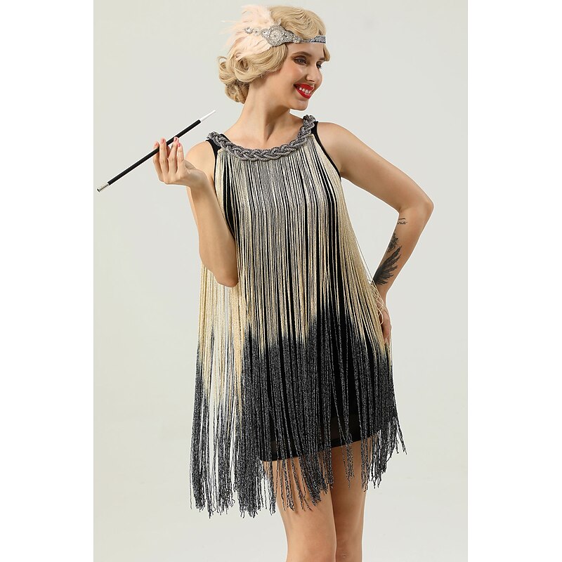 Retro Vintage Roaring 20s 1920s Flapper Dress Dress The Great Gatsby Wedding Guest Tassel Fringe Fancy Dress Women's Carnival Masquerade Wedding Wedding Guest Party / Evening Adults' Dress Homecoming3