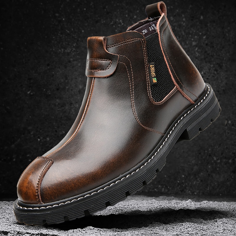 Men's Faux Leather Winter Ankle Boots with Fur Lining – Warm Slip-On Chelsea Style Shoes for Casual and Outdoor Wear4