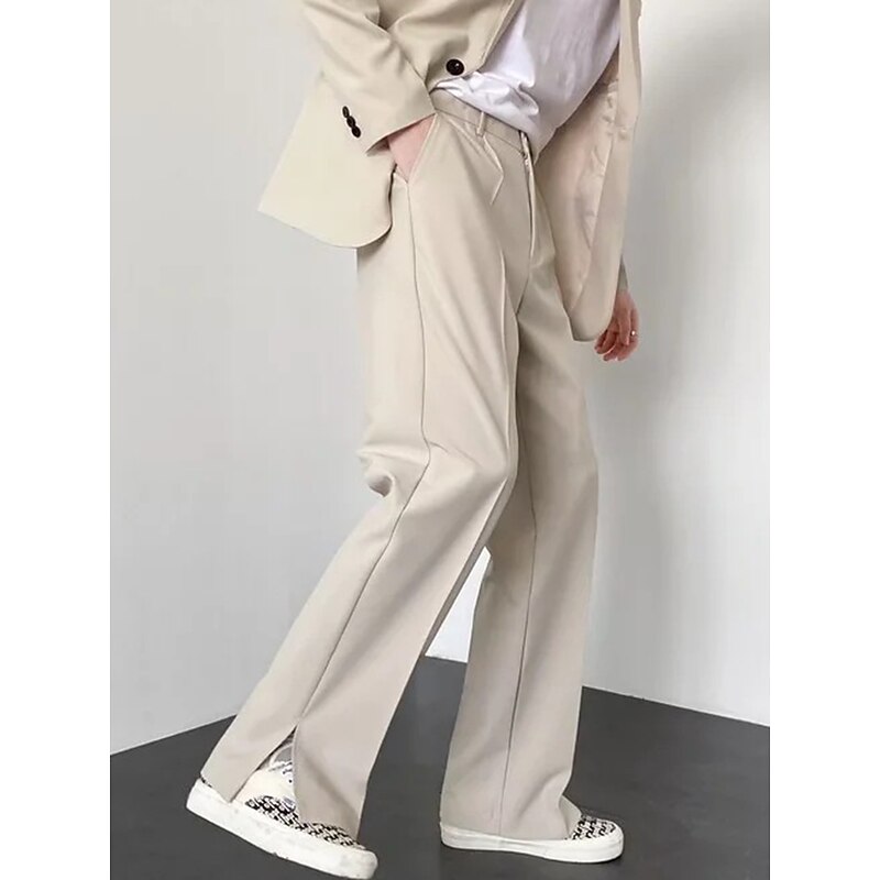 Men's Dress Pants Trousers Suit Pants Pocket Elastic Waist Plain Comfort Breathable Outdoor Daily Going out Fashion Casual Black Blue3