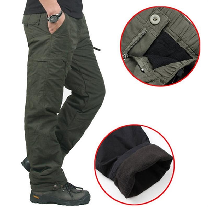 Men's Cargo Pants Cargo Trousers Combat Trousers Winter Pants Pocket Plain Comfort Breathable Outdoor Daily Going out Fashion Casual Black Green