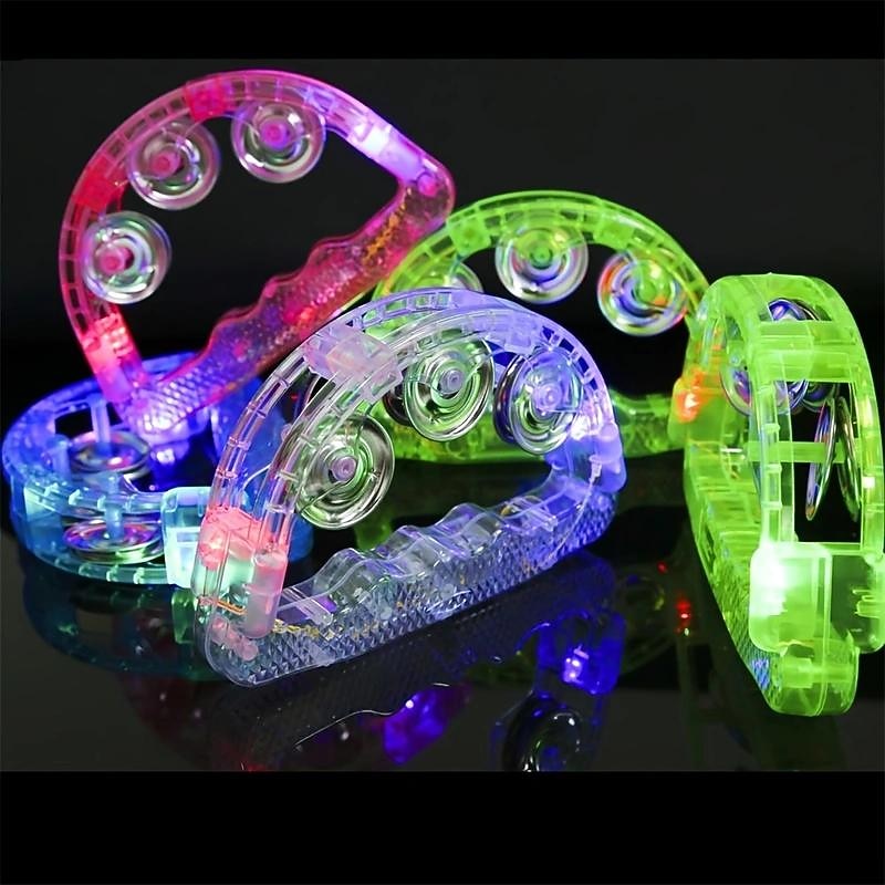 Light Up Tambourine Set, Carnival Flashing Handheld Percussion Instrument for Concerts, Parties, Weddings & Birthday Favors2