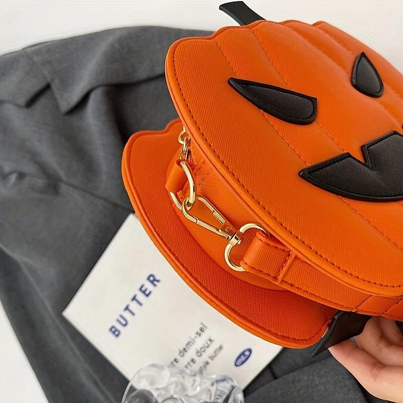 Halloween Pumpkin Crossbody Bag – 3D Jack-O'-Lantern Shoulder Purse with Bat Detail for Women and Kids, Trick-or-Treat Party Accessory4