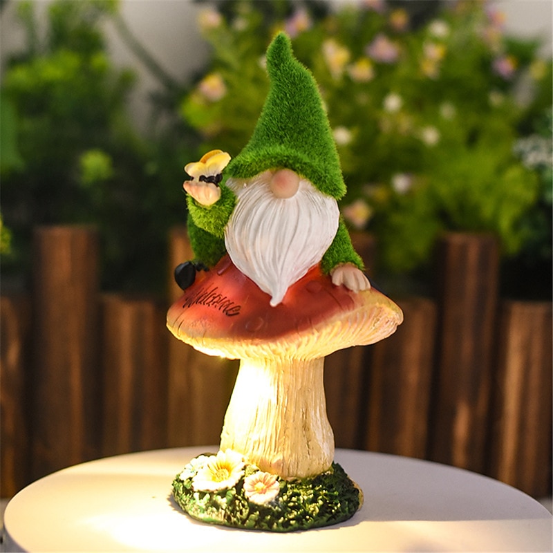 Solar Energy Genie Mushroom Outdoor Courtyard Decoration LED Lamp Lawn Lamp Garden Statue Crafts3