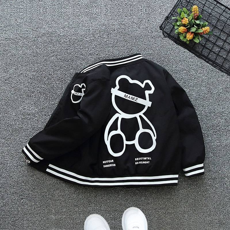 Kids Boys' Baseball Jackets Outerwear Animal Color Block Long Sleeve Coat School Cotton Fashion Daily 1993 jacket green white bear coat red Formula jacket apricot color Spring Fall 7-13 Years