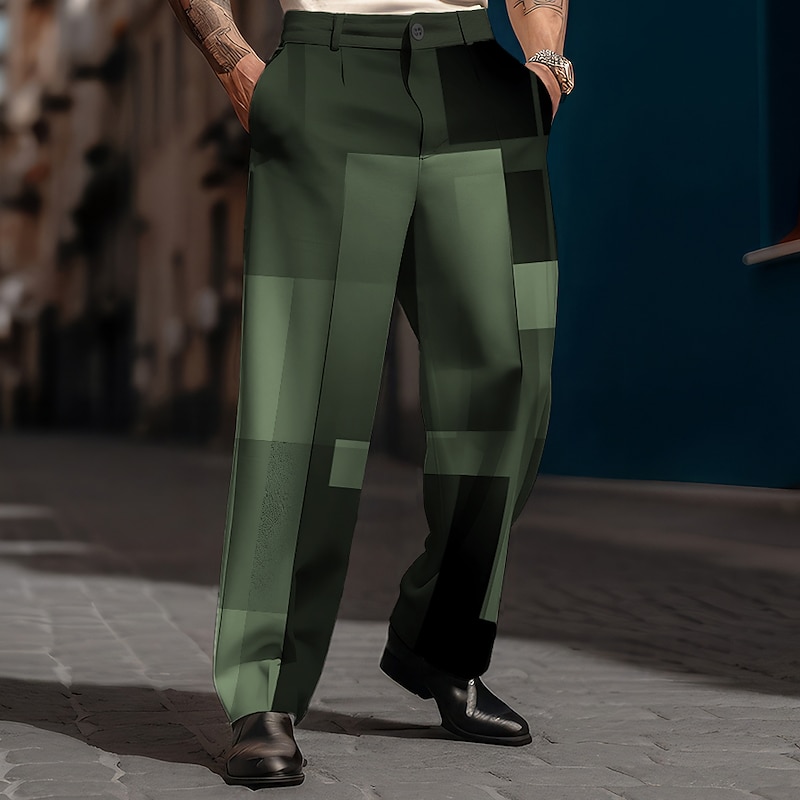 Christmas Patchwork Pants Mens Graphic Plaid Geometry Business Casual 3D Print Trousers Outdoor Street Wear To Polyester Blue Green Khaki High Elasticity Squares Black Wool Geometric3