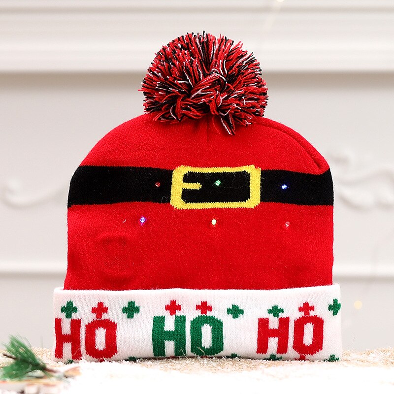 New Luminous Christmas Hat for Children Adult Autumn and Winter Warmth European and American Pullover Knitted Hat Printed Woolen Hat for Christmas Gifts3