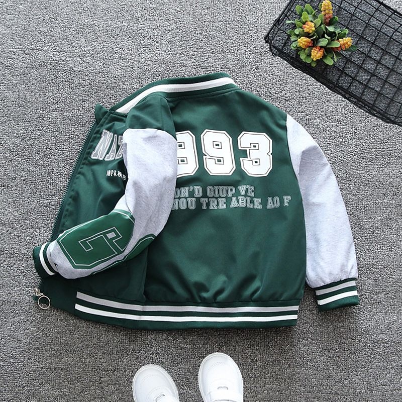 Kids Boys' Baseball Jackets Outerwear Animal Color Block Long Sleeve Coat School Cotton Fashion Daily 1993 jacket green white bear coat red Formula jacket apricot color Spring Fall 7-13 Years4
