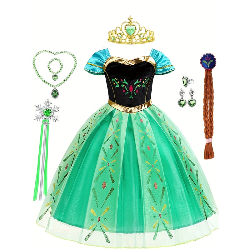 Frozen Fairytale Princess Anna Flower Girl Dress Theme Party Costume Tulle Dresses Cosplay Movie Cosplay for Girls' Kid's Carnival Masquerade Wedding Wedding Guest