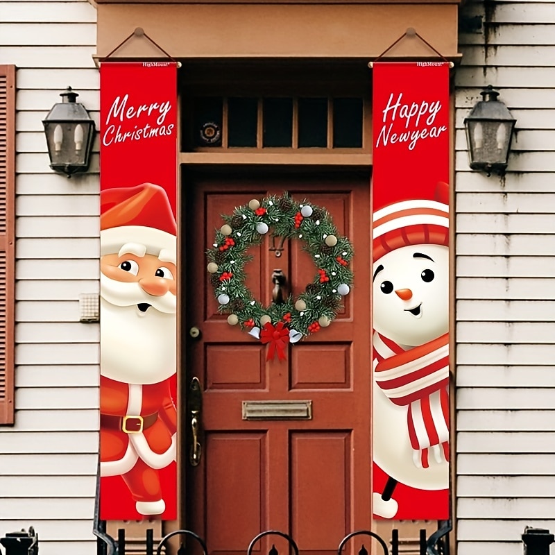 Merry Christmas Door Banner Porch Sign Door Banner Christmas Hanging Banners Merry Christmas Decoration Christmas Decor Banners Christmas Decoration for Wall Home Door