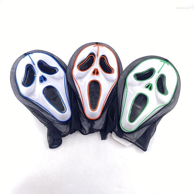 Party Supplies Cosplay Luminous Screaming Mask Neon LED Halloween Horror Decorative Performance Prop Lighting Up For Dark Night2