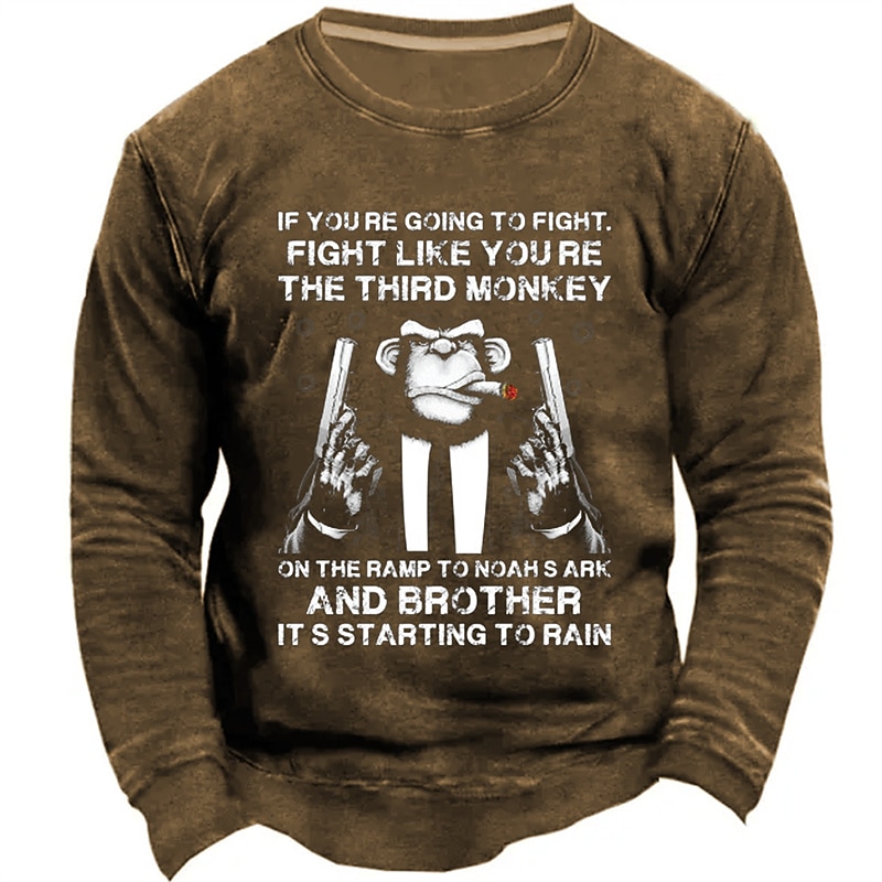 Men's Letter Graphic Prints Funny Sweatshirts Sweatshirt Pullover Long Sleeve Sweatshirt Crew Neck Cool Daily Classic 3D Print Holiday Going out Streetwear Print Spring &  Fall