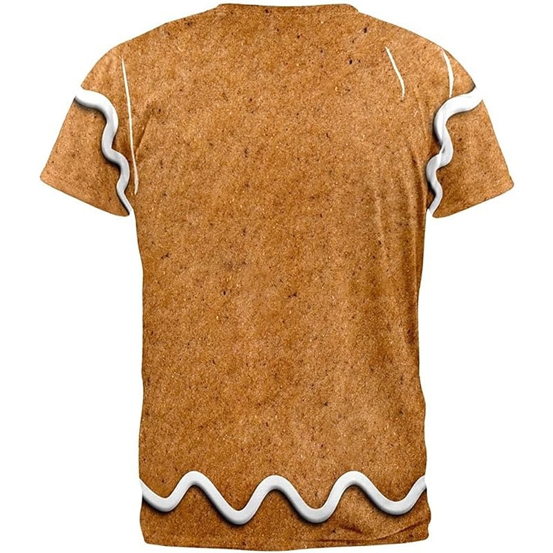 Christmas Men's Christmas Costume 3D T-shirts Graphic Gingerbread Daily Designer Retro Vintage 3D Print Tee Sports Outdoor Holiday Going out Brown Short Sleeve Crew Neck Spring & Summer Clothing3