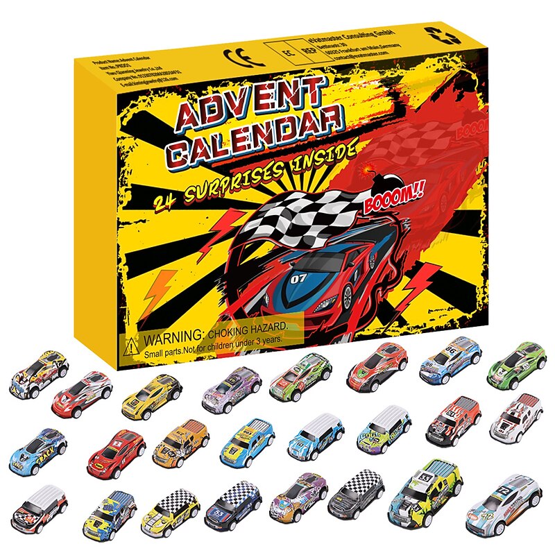 Advent Calendar Racing,Christmas Gift Truck Advent Calendar - 24 Days Countdown Calendar Race Car Stocking Stuffer Toys For Kids