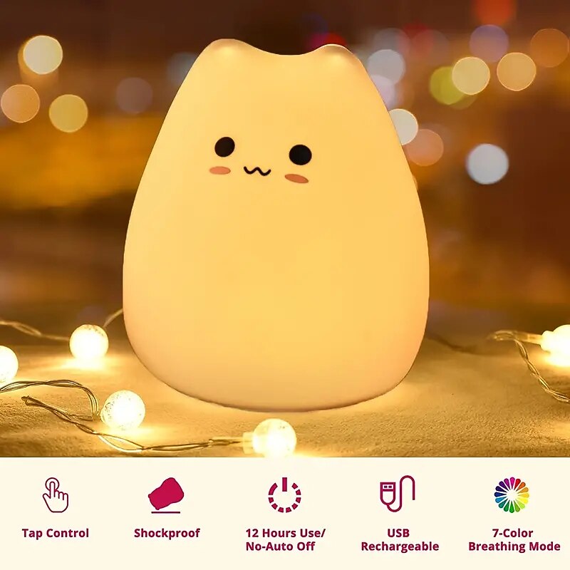 Cute Cat LED Color Changing Night Light New Year Gift Birthday Gift3