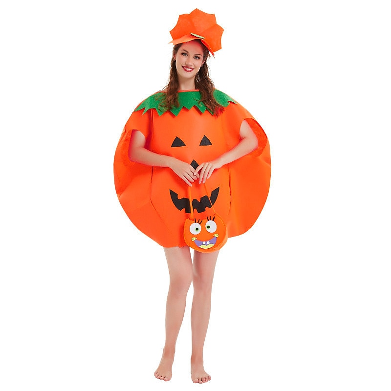 3PCS Halloween Pumpkin Costume Cosplay Party Clothes with Hat Bag Group Family Costumes Funny Costume4