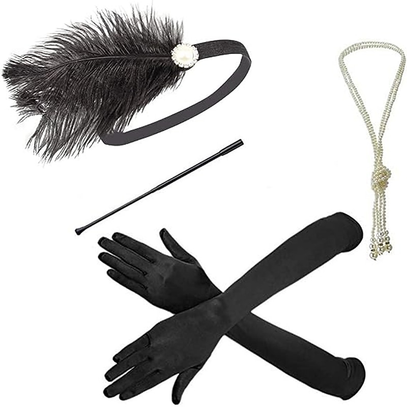 1920s Gatsby Accessories Set for Women Black 20s Accessories Set Gatsby Accessories Sets For Woman2