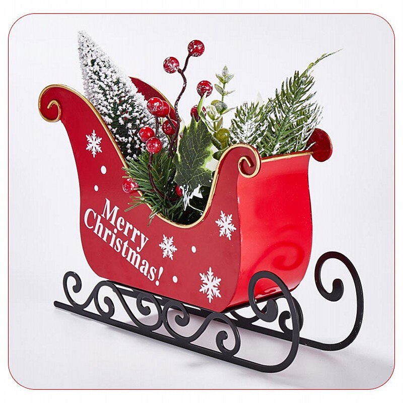 Christmas Sleigh Christmas Decorations Dining Table Decor Home Decor Iron Red Christmas Table Decor Xmas Decor Lovely Xmas Craft Mini with Lights Christmas Decor Table Decor4