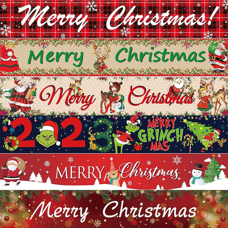 Large Merry Christmas Banner Xmas Decoration Snowman Christmas Tree Hanging Huge Sign Holiday Party Supplies Home Decor For Outdoor, Indoor, Yard, Garden, Porch, Lawn4