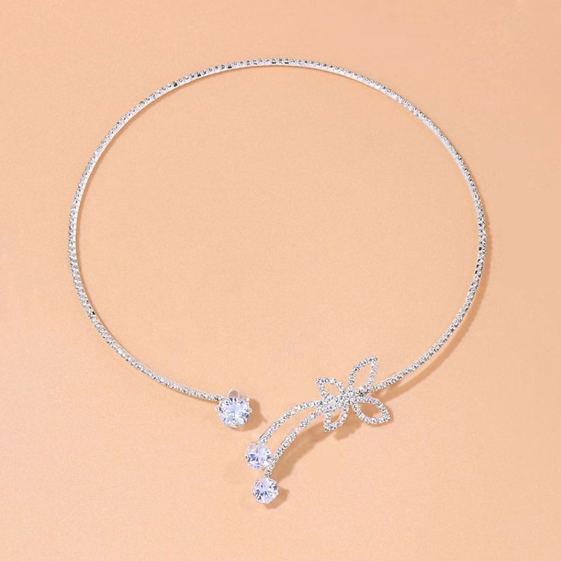 Choker Necklace Rhinestones Women's Fashion Simple Elegant Classic Butterfly Circle Necklace For Wedding Anniversary Wedding Guest dress to impress3