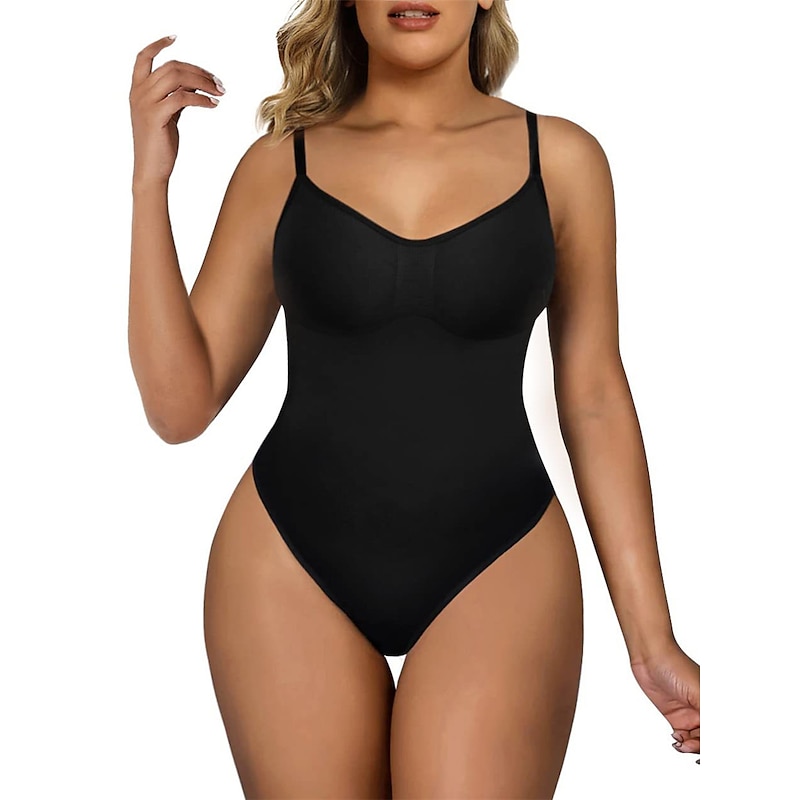 Women's Plus Size Bodysuits Body Shaper Pure Color Fashion Hot Vacation Gyms Nylon Breathable Straps Sleeveless Backless Summer Spring Home Outfits4