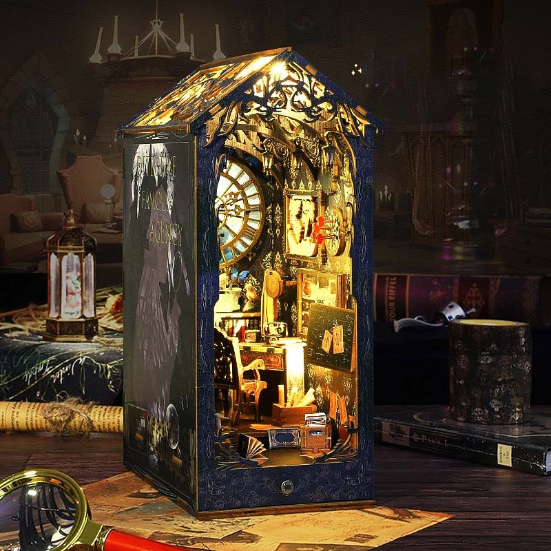 DIY Hut Detective Name Society 3D 3D Assembled Bookstand House Miniature Model Architectural Toy Birthday Gift2