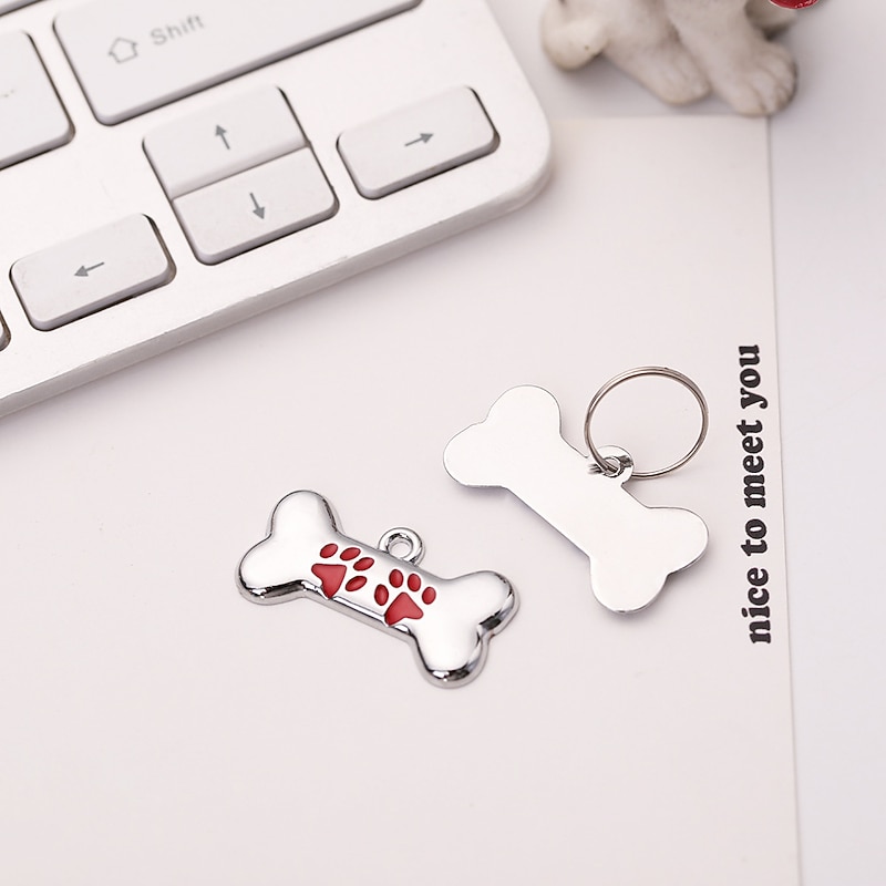 Metal Dog Tag Pendant Pet Collar Pendant Zinc Alloy Bone Pendant Engraved Identity Nameplate4
