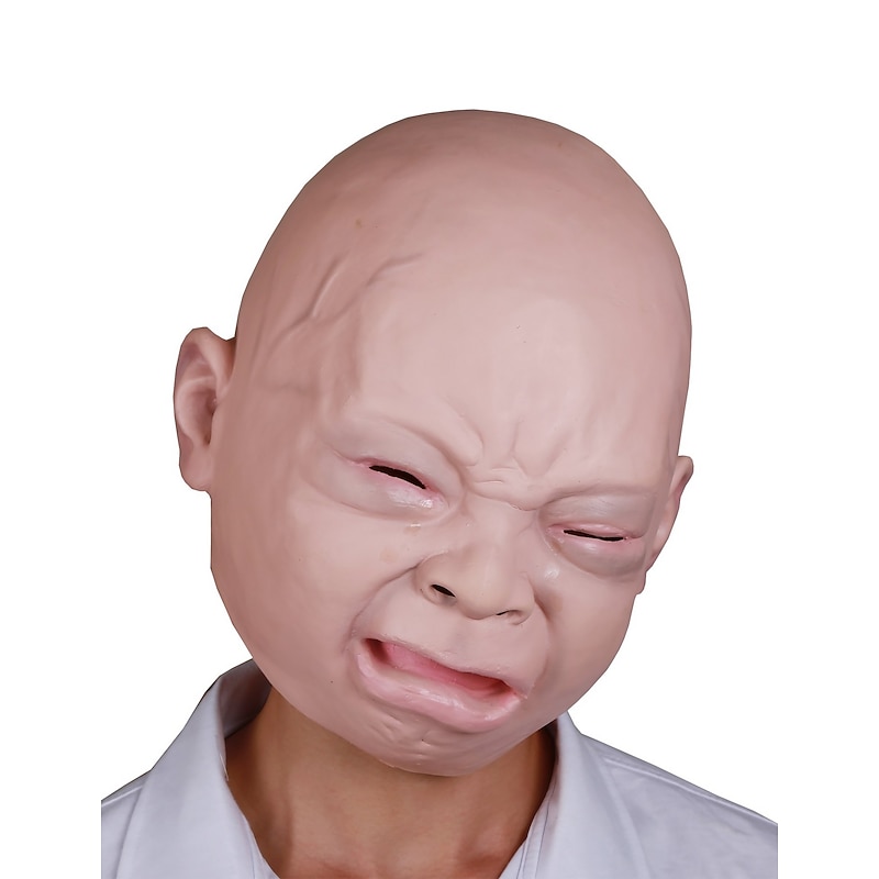 Halloween Costume Party Baby Mask Full Head for Adults Latex Cry Baby Mask