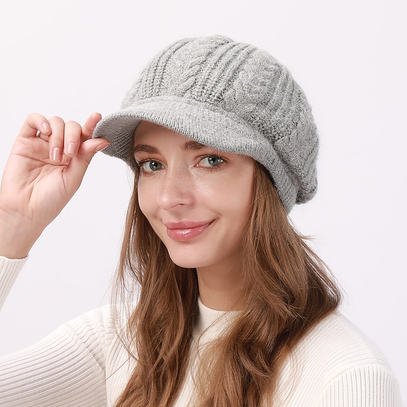Women's Slouchy Beanie Hat Beret Hat Home Daily Holiday Solid / Plain Color Knit Casual Nordic Style Casual / Daily 1 pcs3