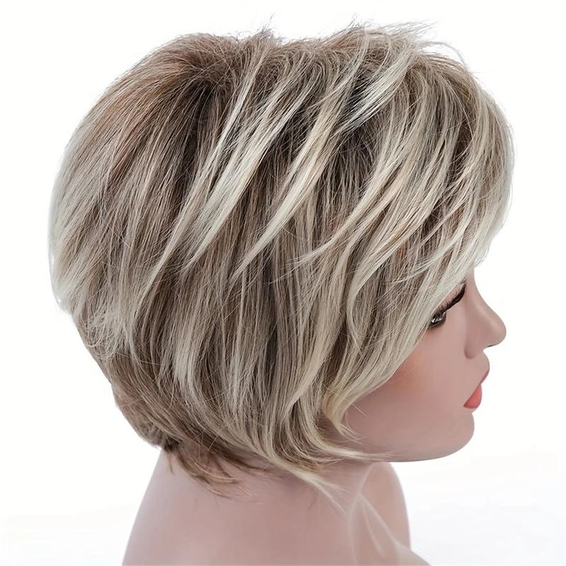 Synthetic Wig Straight Pixie Cut Wig Short Light golden Ombre Blonde Synthetic Hair Women's Fashionable Design Natural Easy to Carry Blonde3