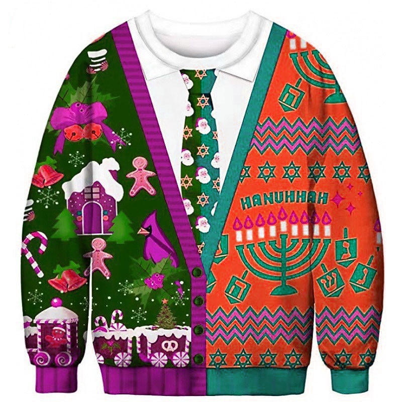 Men's Graphic Prints Gingerbread Bells Sweatshirts Sweatshirt Sweatshirt Pullover Long Sleeve Sweatshirt Crew Neck Daily Classic Casual 3D Print Holiday Going out Print Spring &  Fall3