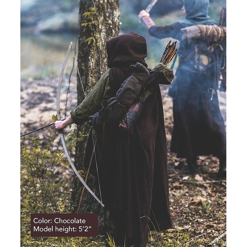 Vintage Inspired Medieval Outfits Masquerade Hoodies Robe Viking Ranger Elven Buckle Archery Fancy Dress Men's Women's Unisex Viking Fantasy Halloween Carnival Masquerade Masquerade LARP Ren Faire4