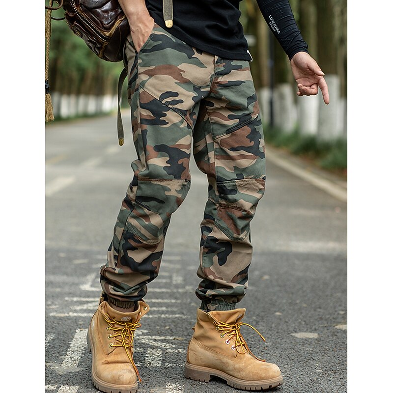Men's Cargo Pants Cargo Trousers Trousers Camo Pants Pocket Camouflage Comfort Breathable Outdoor Daily Going out Fashion Casual Green Gray