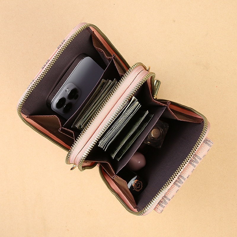 Women's Korean version of mobile phone bag with large capacity wide shoulder strap crossbody bag fashionable zipper sturdy zero wallet mobile phone bag3