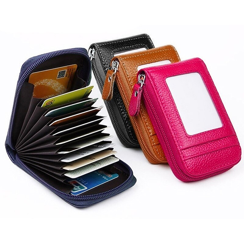 Men's Women's Wallet Credit Card Holder Wallet PU Leather Outdoor Shopping Daily Zipper Large Capacity Lightweight Durable Solid Color Black Red Navy Blue2