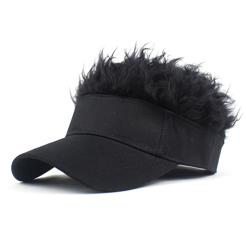 Novelty Hair Visor Cap with Peaked Wig Adjustable Baseball Hat with Hair2