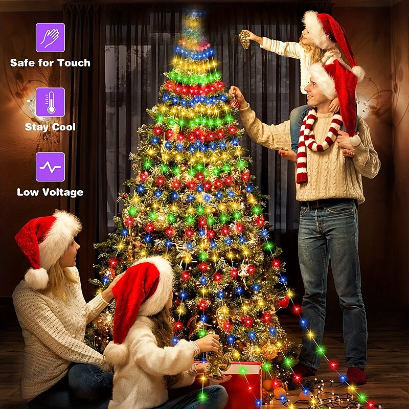 Waterfall String Light 198 Leds USB Flowing Water Light 9 Strip 2 meters 8 Lighting Modes with Remote Control Waterproof Suitable for Party Bedroom Wall Flashing Indoor Outdoor Decoration2