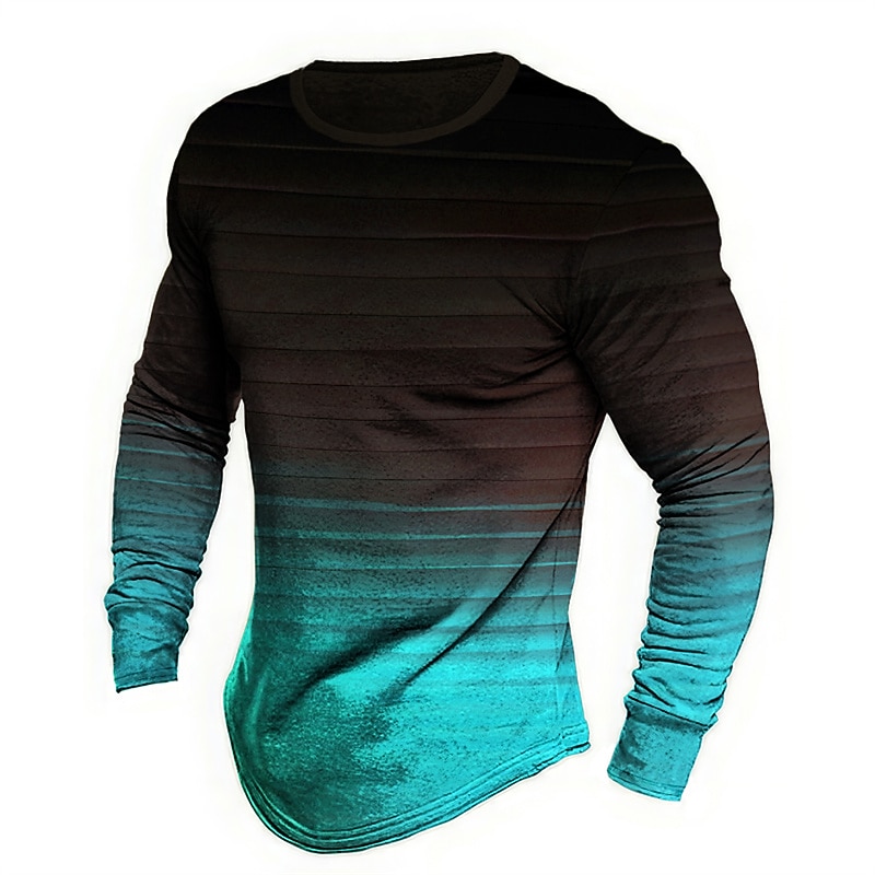 Men's Graphic Color Block T Shirt Long Sleeve T shirt 3D Print Crew Neck Shirt Fashion Designer Casual Sports Outdoor Holiday Going out Yellow Blue Orange Spring &  Fall Clothing Apparel S M L XL 2XL3