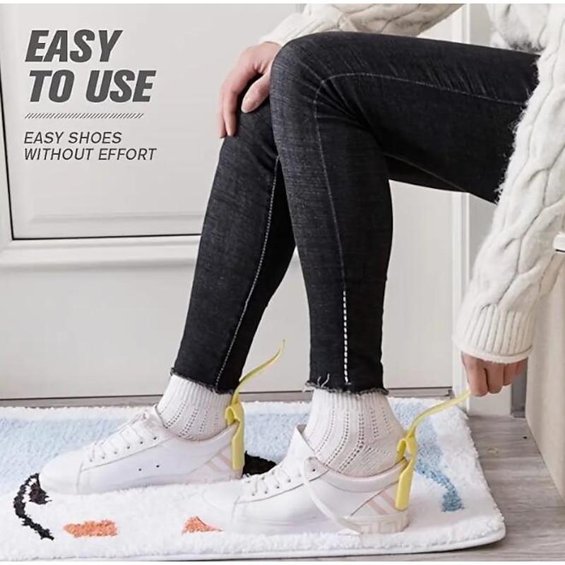 2pcs Lazy Shoes Helper, Sock Slider Handled Shoe Horn Shoe Lifting Helper, for Seniors Elderly Disabled Plastic Shoehorn Fits All Shoes3