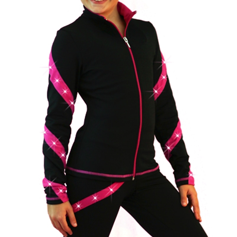 Figure Skating Fleece Jacket Women's Girls' Ice Skating Jacket Top Pink Blue Purple Stretchy Training Competition Skating Wear Thermal Warm Crystal / Rhinestone Long Sleeve Ice Skating Figure Skating3