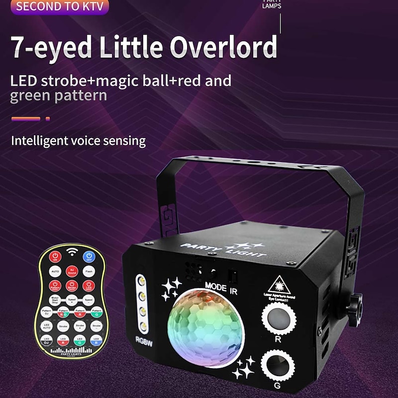 Party Light Indoor Disco Ball Light – Sound Activated DJ LED Stage Lights with Pattern Projection & Remote Control, Perfect Gift for Parties and Events2